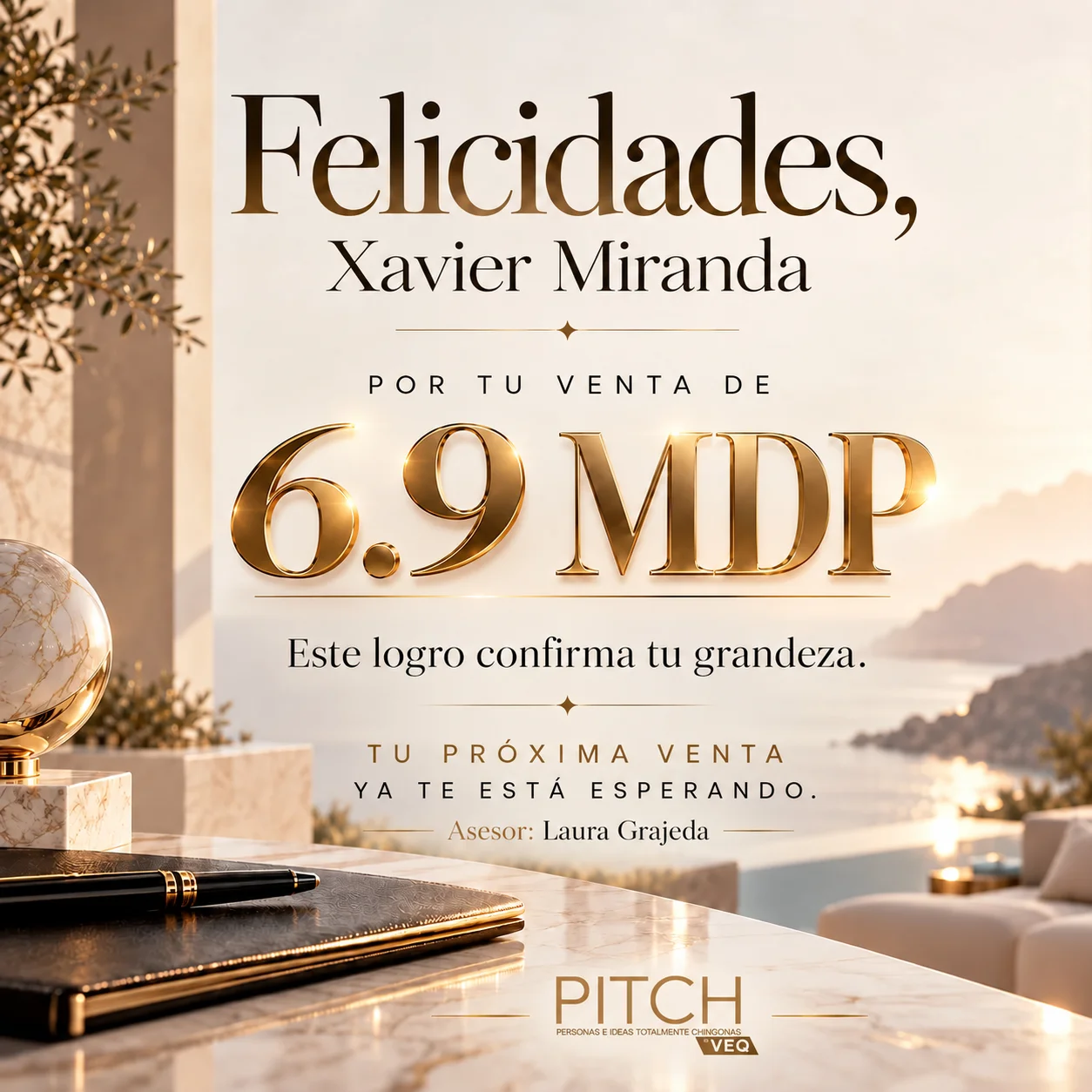 🏆✨ ¡Felicidades, Xavier Miranda, por tu increíble venta de 6.9 MDP! 🔥👏